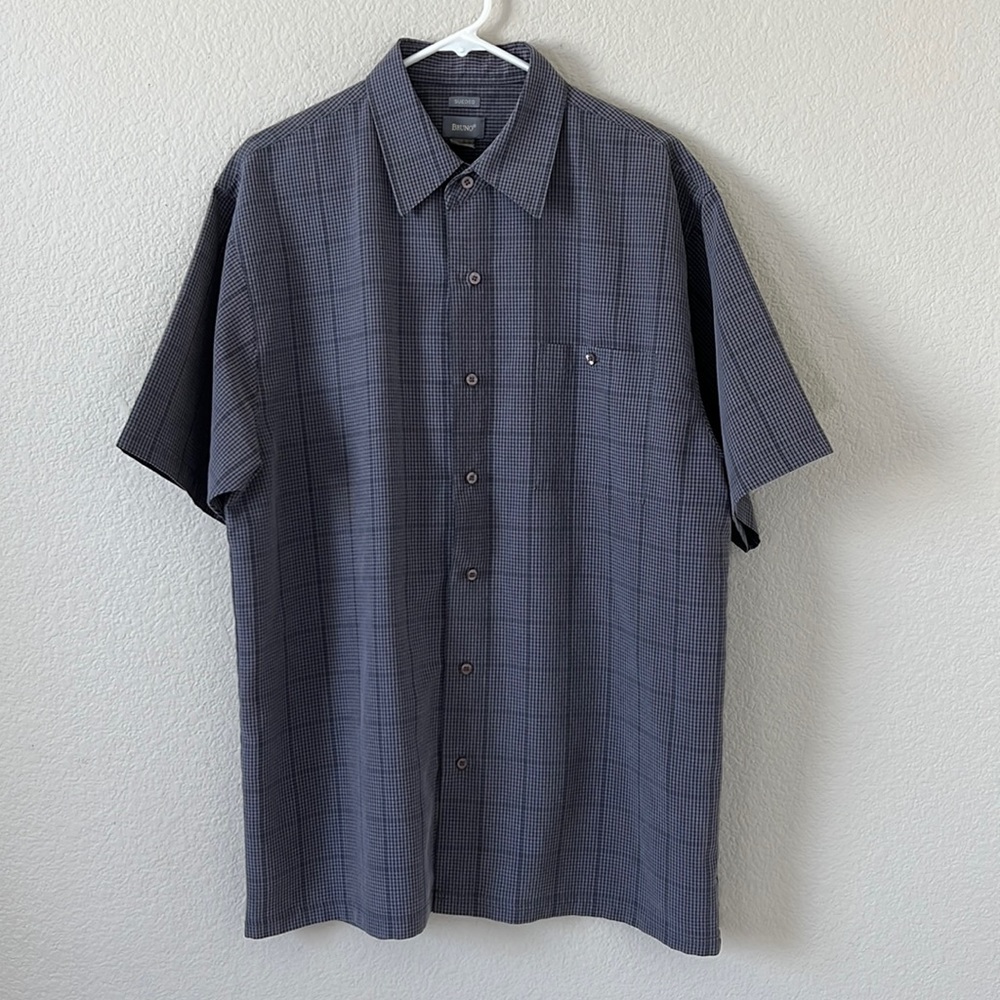 BRUNO Sueded Short Sleeve Button Down Shirt Size Large